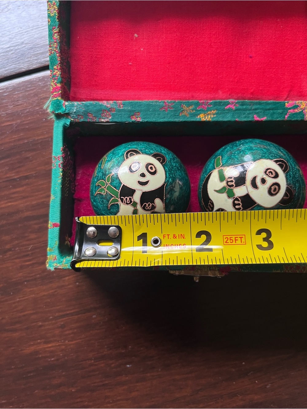 Vintage Chinese Baoding Balls Jade Panda Meditation Excercise Health Wellness